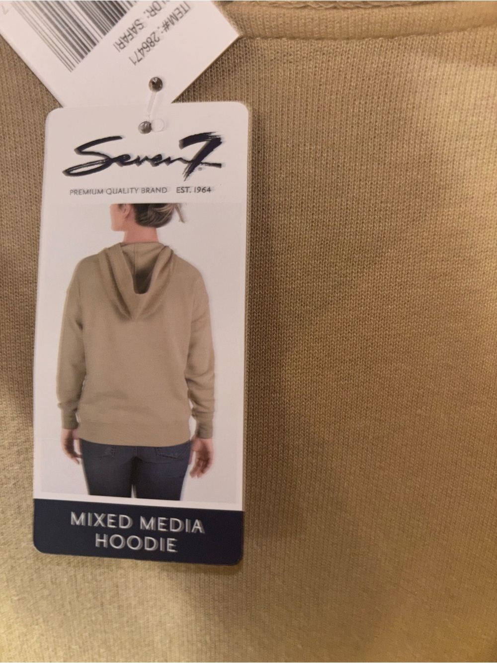 NWT Seven7 Safari Mixed Media Hoodie in Beige - Picture 4 of 7